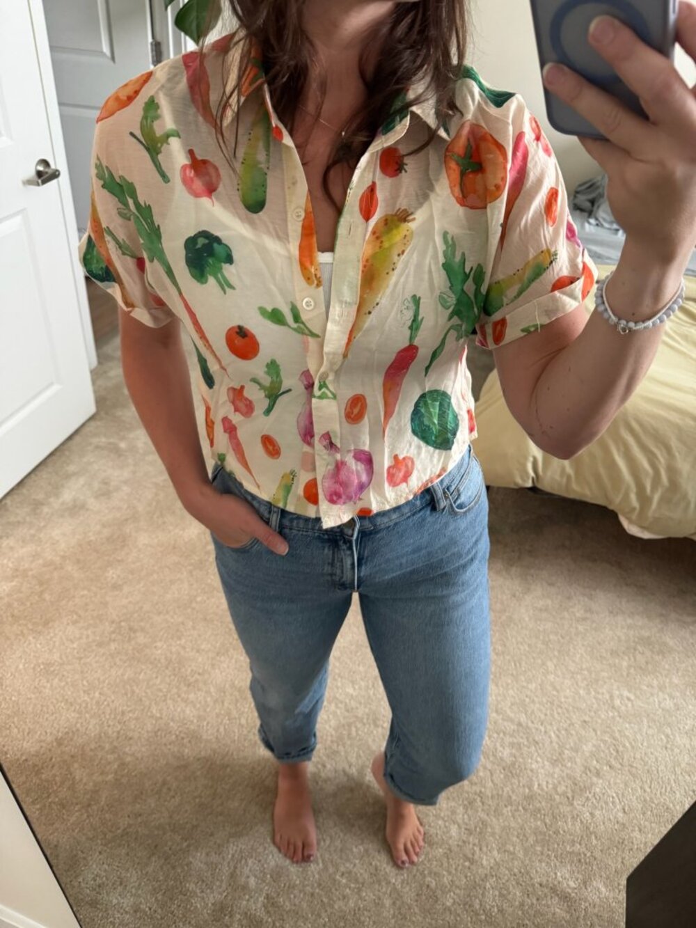 NWT Milk & Honey Farmer's Market Vegetable Sheer Blouse Size Small